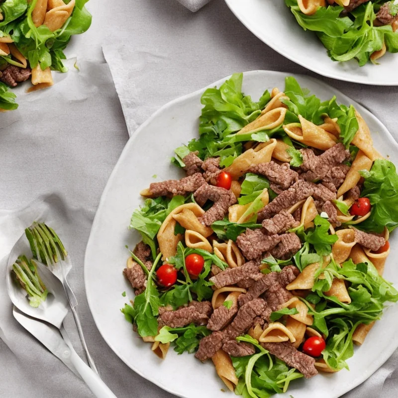 Salat med oksekød og fuldkornspasta