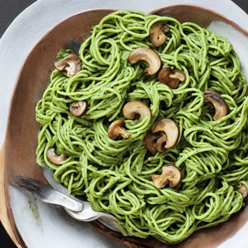 Grøn pasta med kalkun og svampe