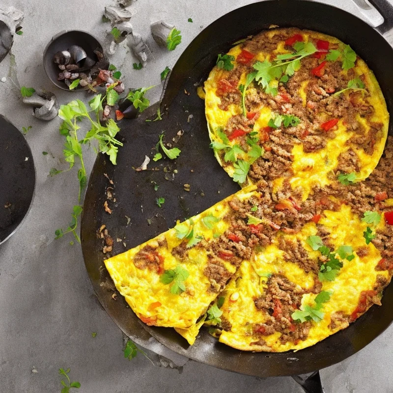 Omelet med hakket oksekød