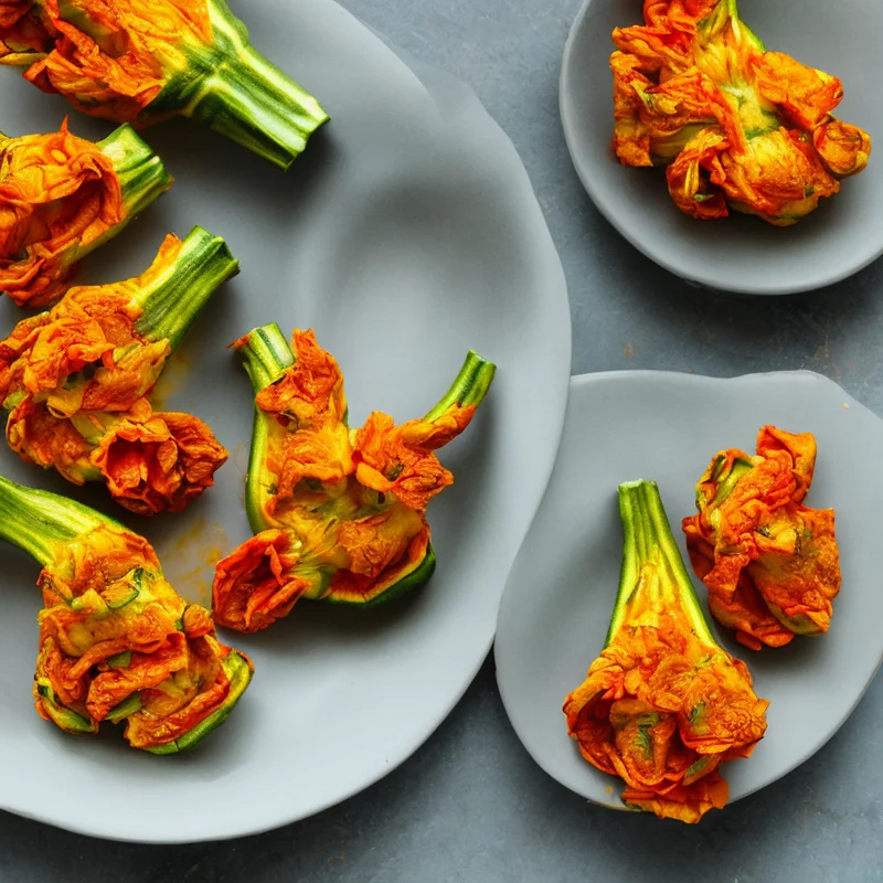 Fyldte courgetteblomster i tomatsauce