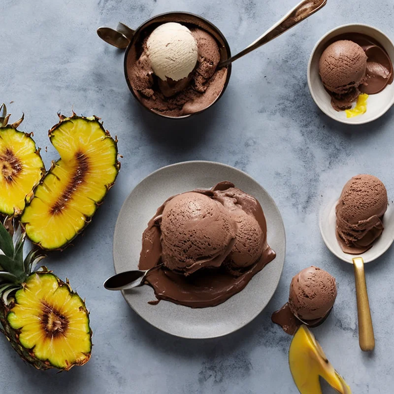 Ananas med chokoladeis