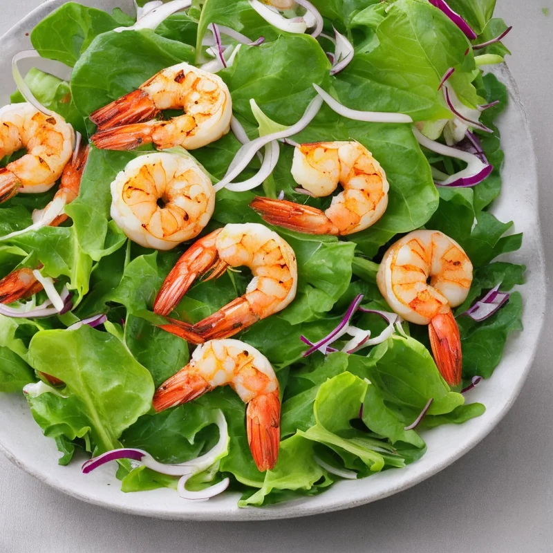 Hvidløgsrejer på salat