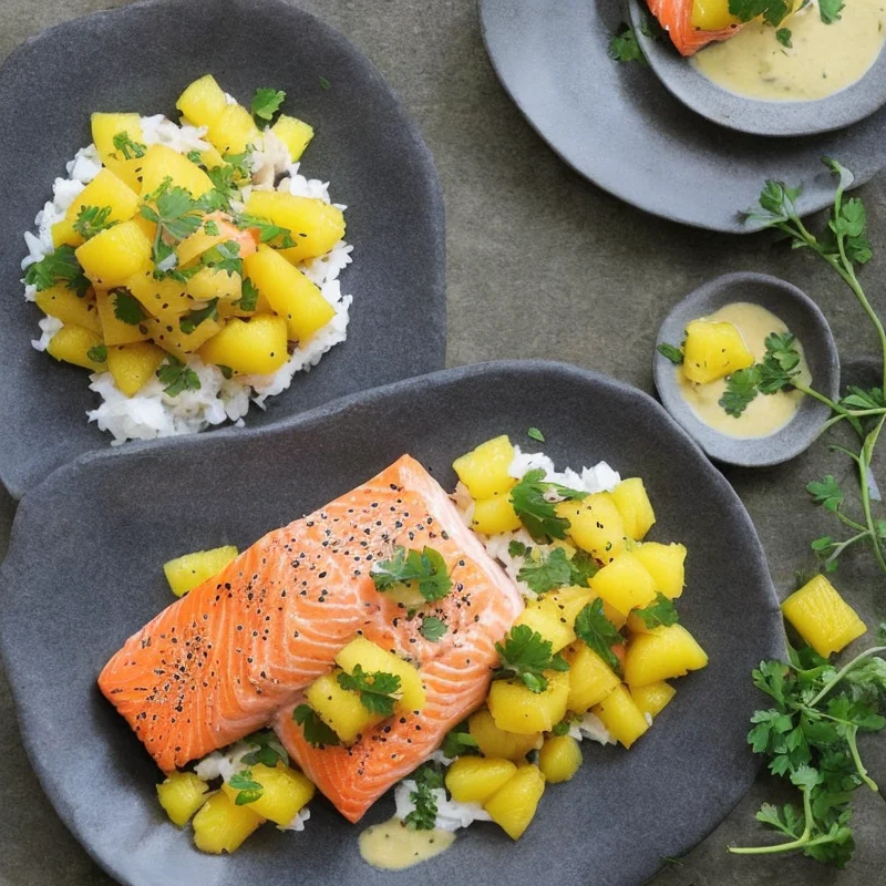 Lakseret med kokos og ananassauce
