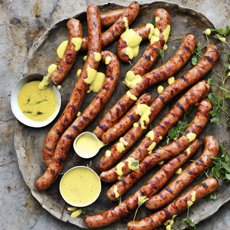 Grillede chorizopølser med sennepsdressing