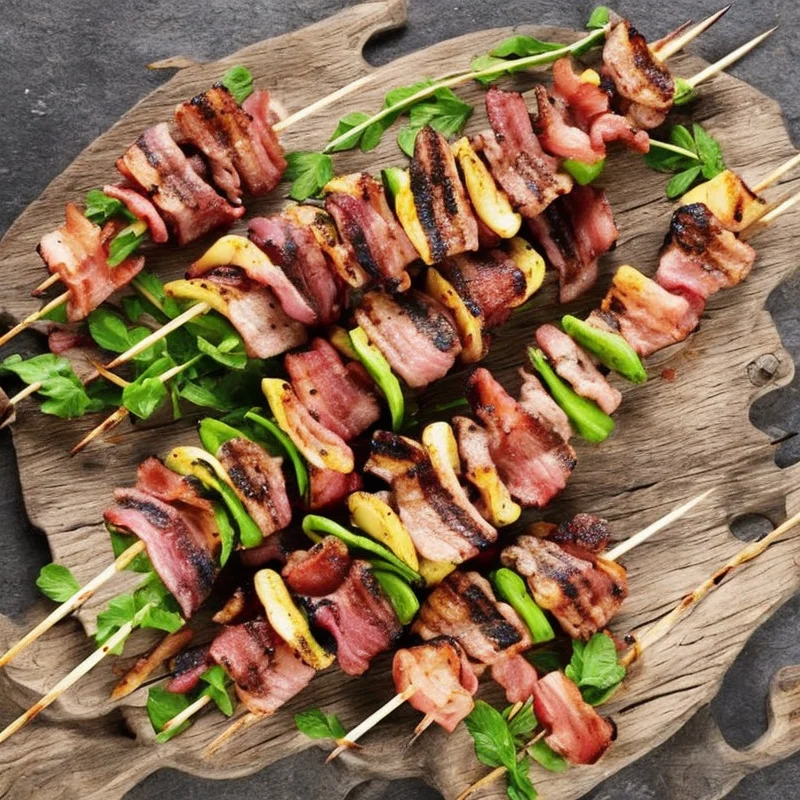 Grillede spyd med kalvekød og bacon
