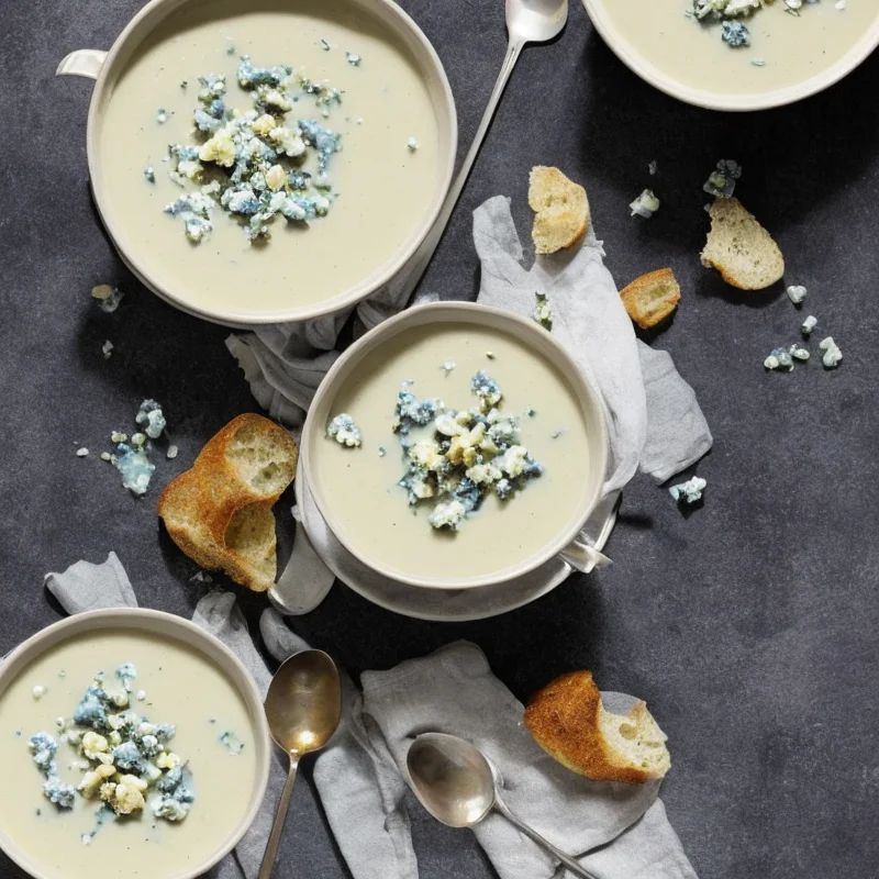 Jordskokkesuppe med blåskimmelost og sprød topping
