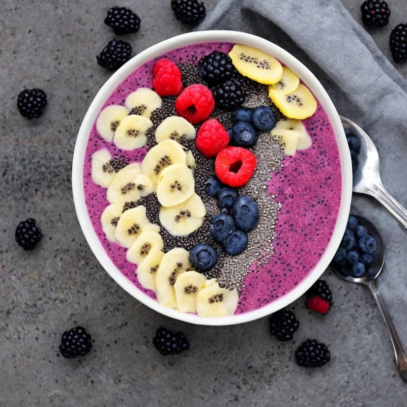 Smoothiebowl med banan, chiafrø og bær