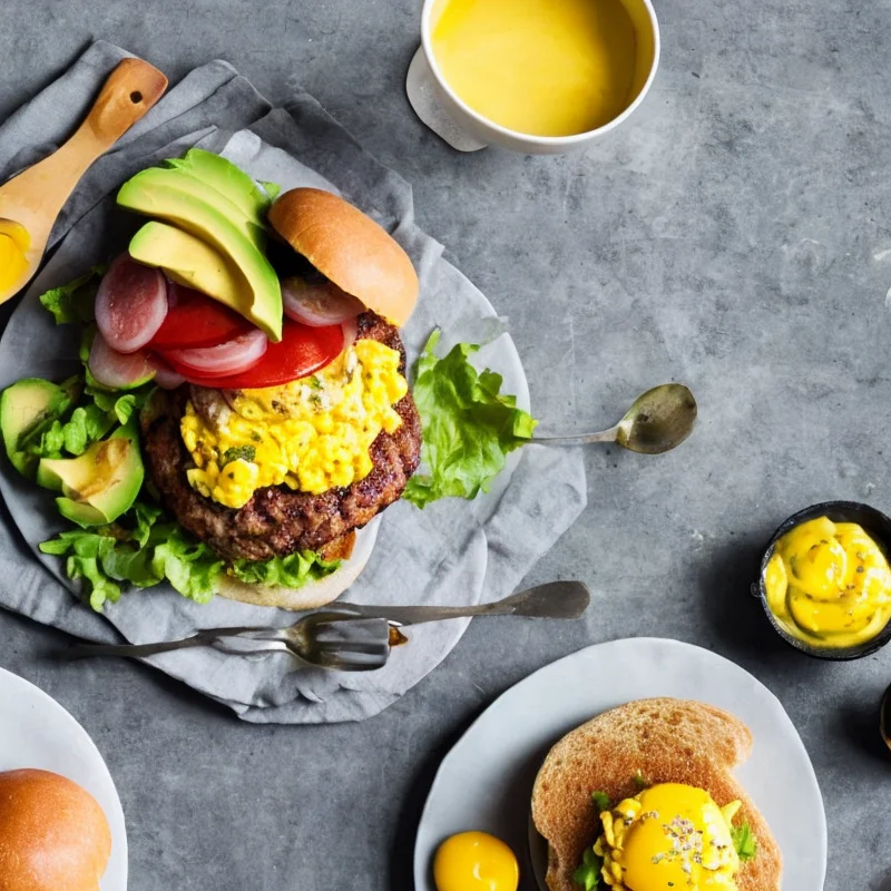Brunchburger med røræg og avocado