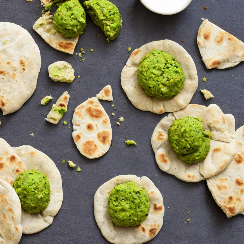 Pitabrød med edamame falafler