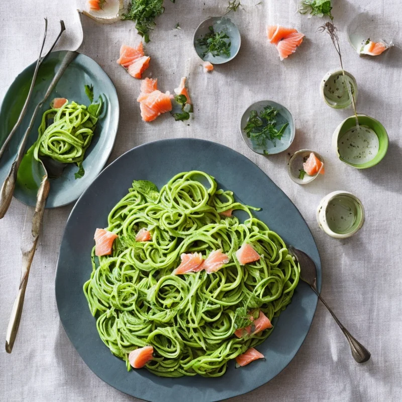 Grøn pasta med røget laks