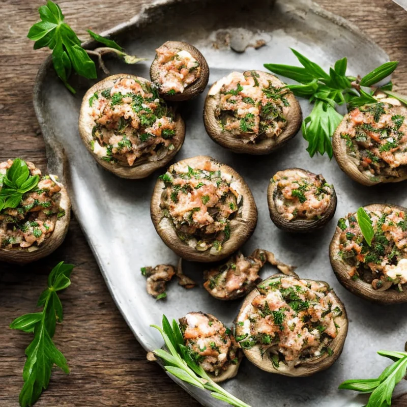 Fyldte champignons med marcarpone og krydderurter