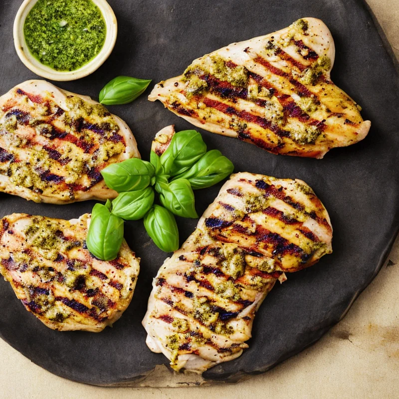 Grillet kyllingebryst med bacon og pesto