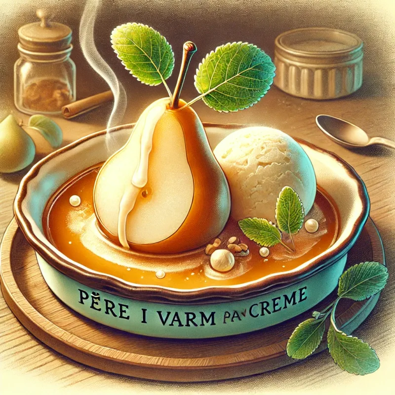 Pære i varm marcipancreme