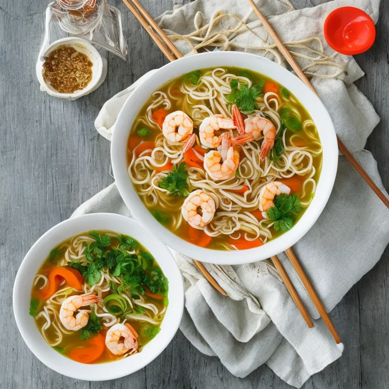 Nudelsuppe med rejer