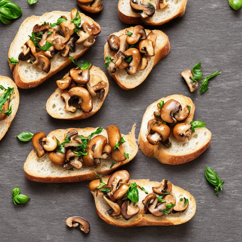 Bruschetta med hvidløgschampignoner