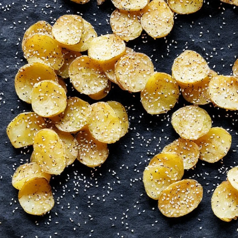 Kartoffelsnacks med parmesan og sesamfrø