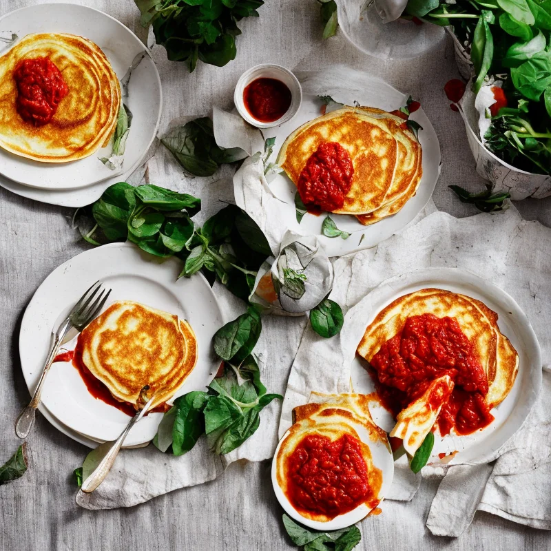Spinatfyldte pandekager med mascarpone og tomatsauce