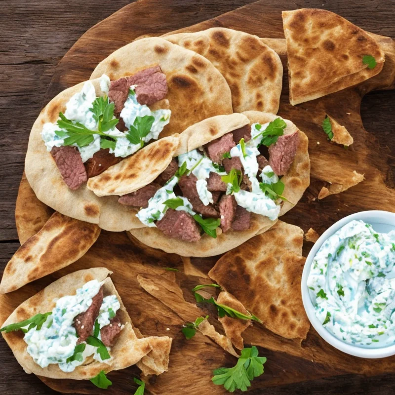 Pitabrød med kød og tzatziki