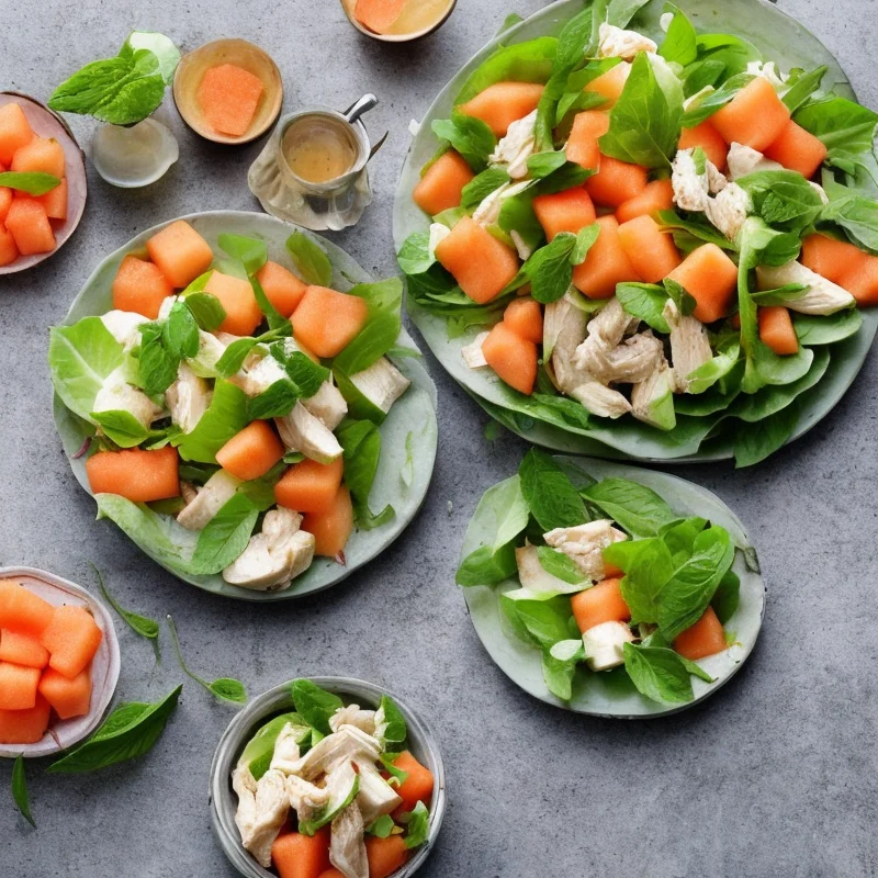 Melon og kyllingesalat