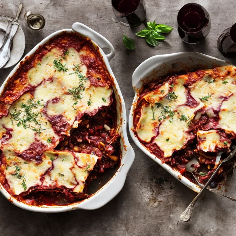 Lasagne med rødvin og auberginer