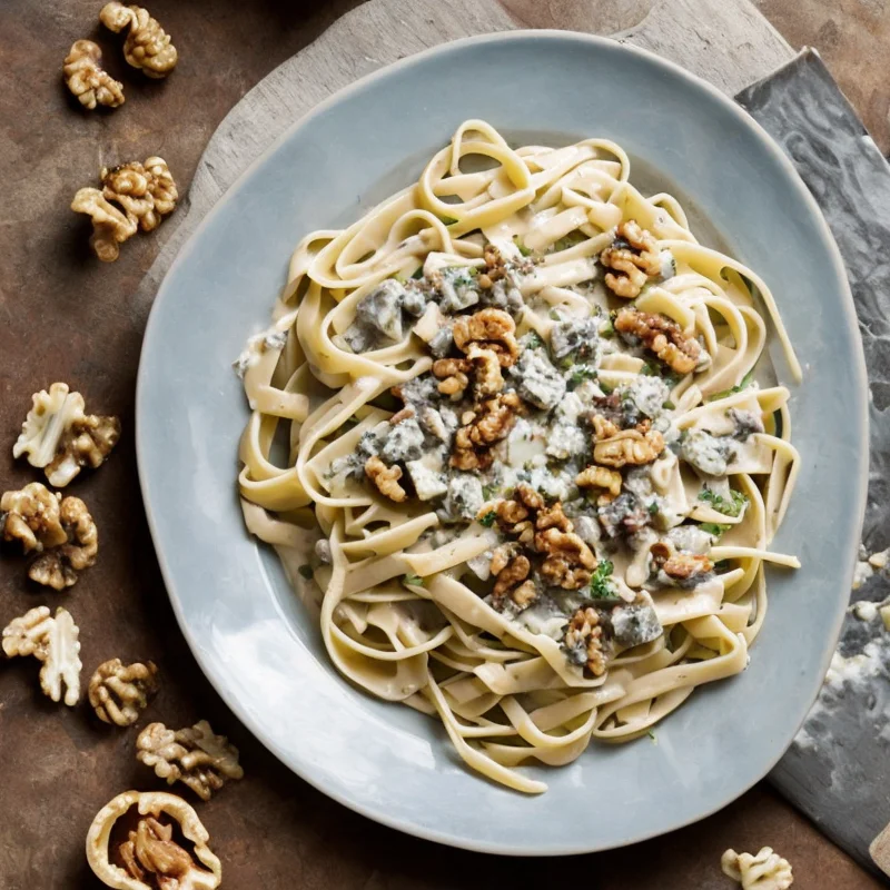 Pasta med gorgonzolasauce og valnødder