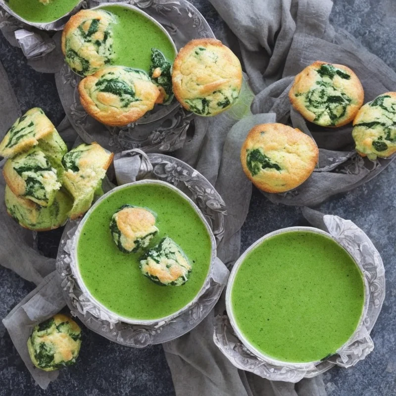 Spinatsuppe med løgmuffins
